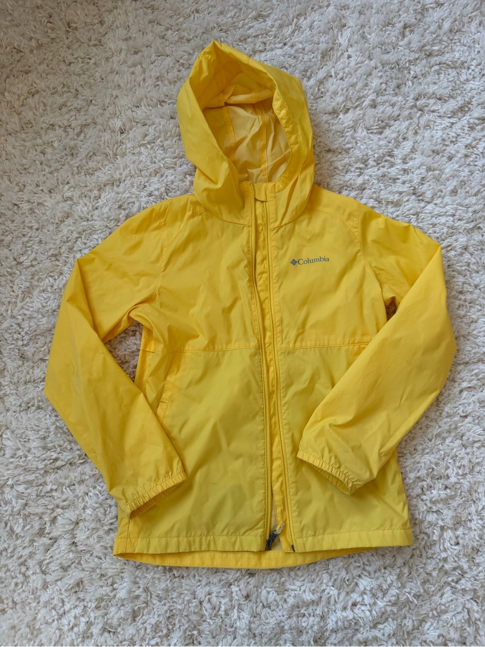 Columbia Yellow Hooded Windbreaker M